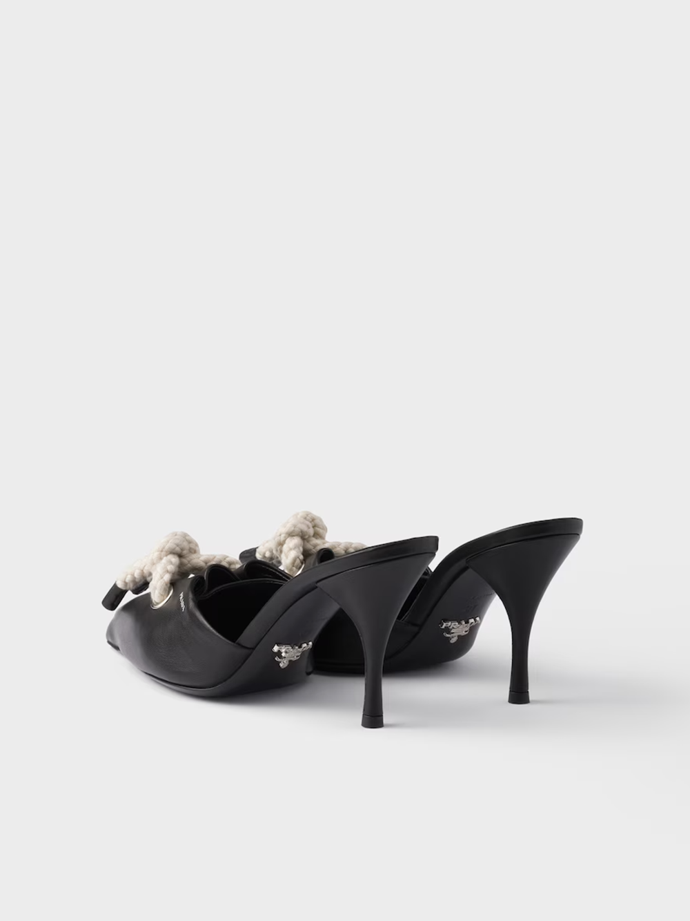 Prada Black Leather Nappa Rope Detail Sandals Glam Steals