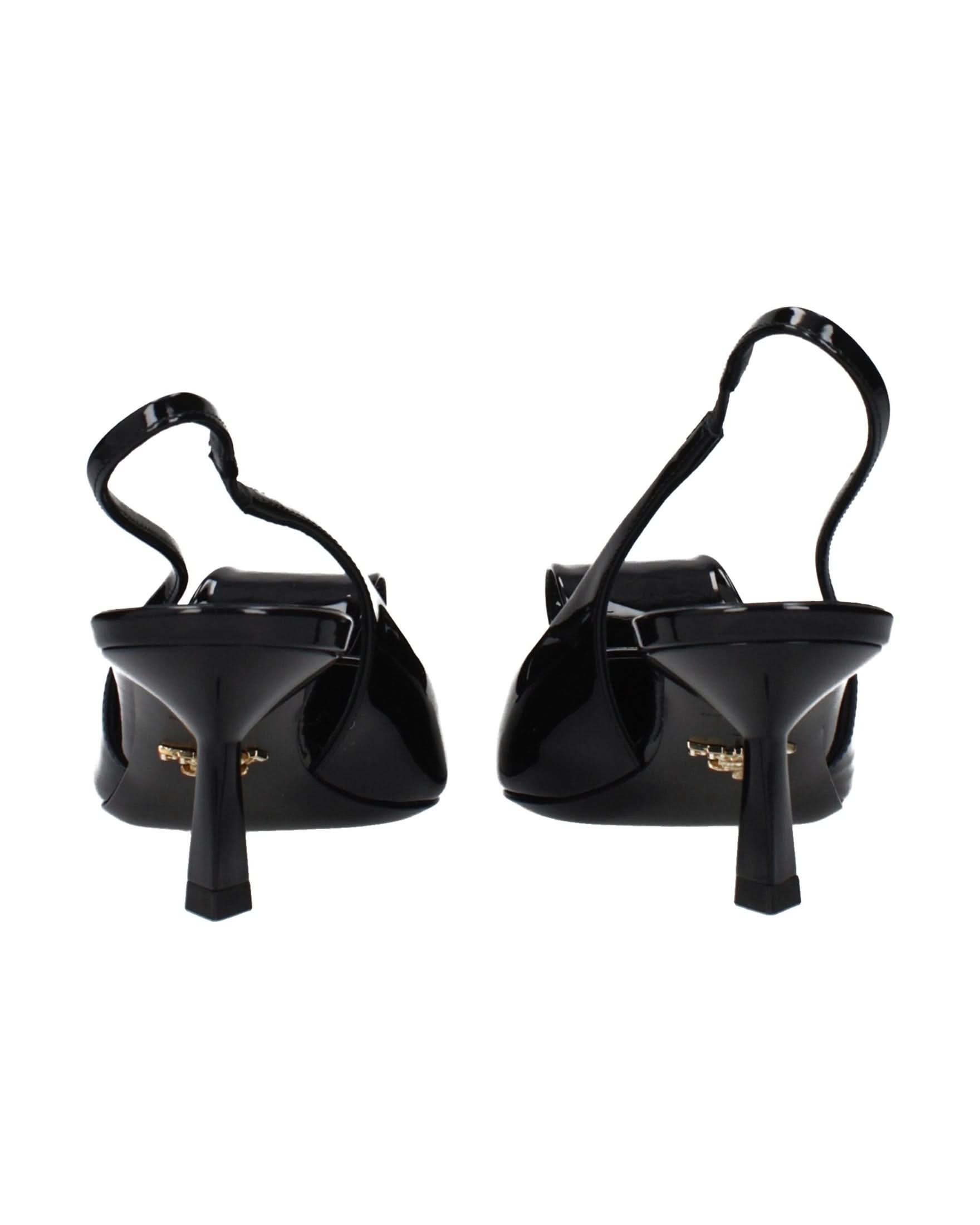 Prada Black Leather Stiletto Heel Sandals Heels
