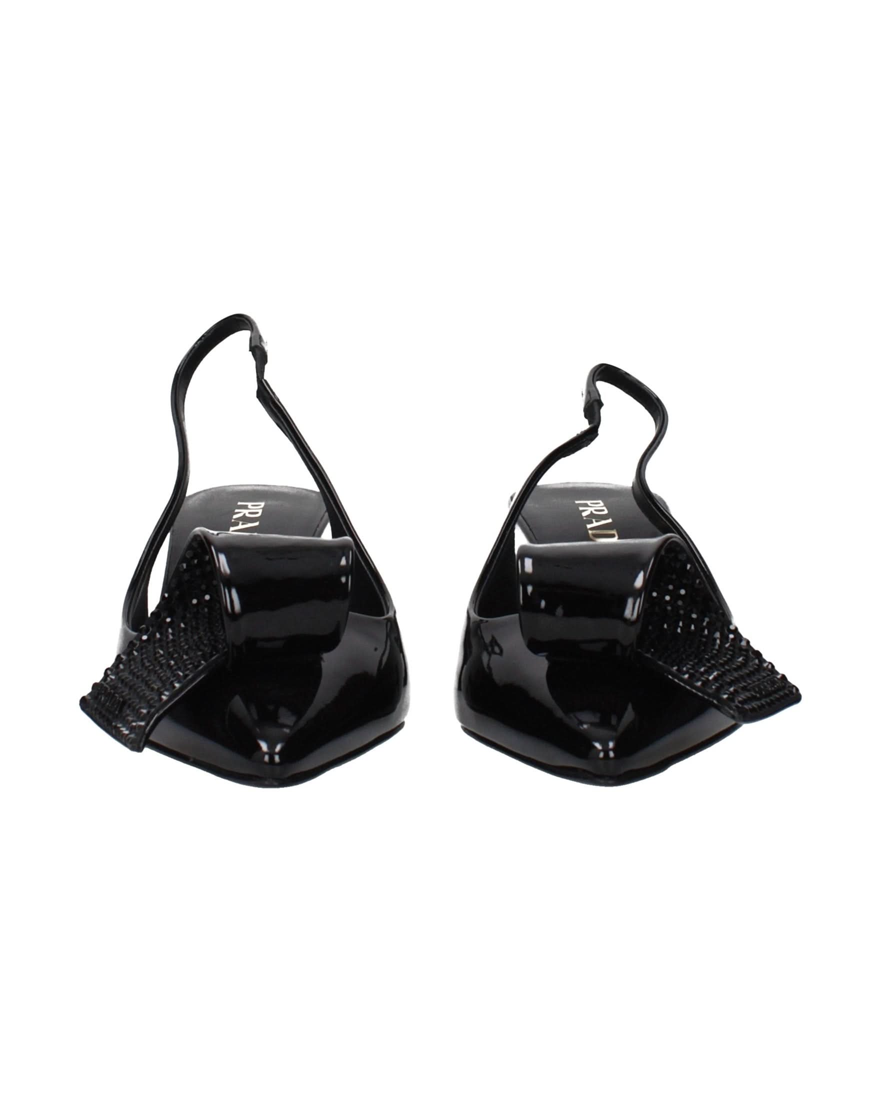 Prada Black Leather Stiletto Heel Sandals Heels