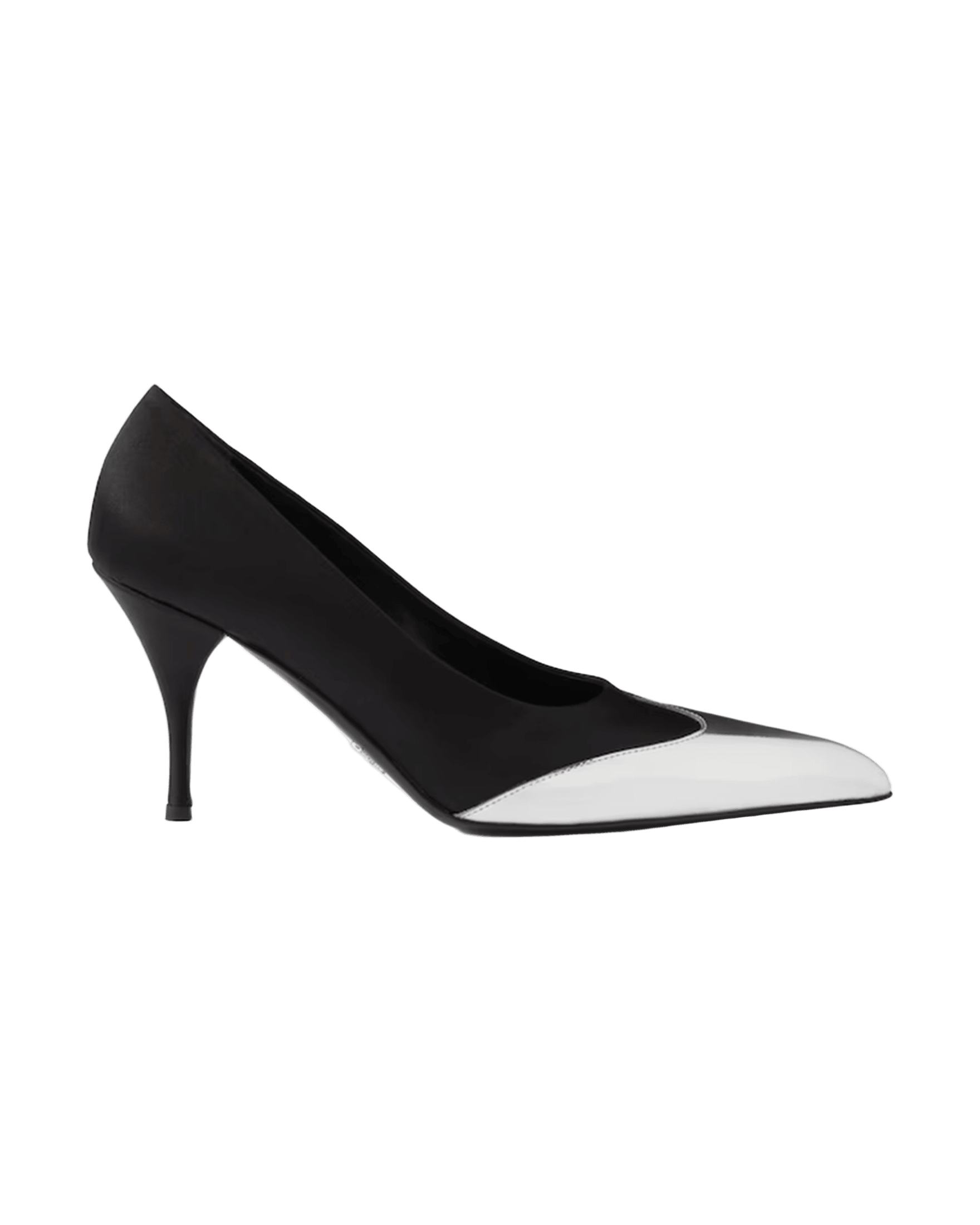 Prada Black Satin And Metallic Silver Leather Pumps Glam Steals