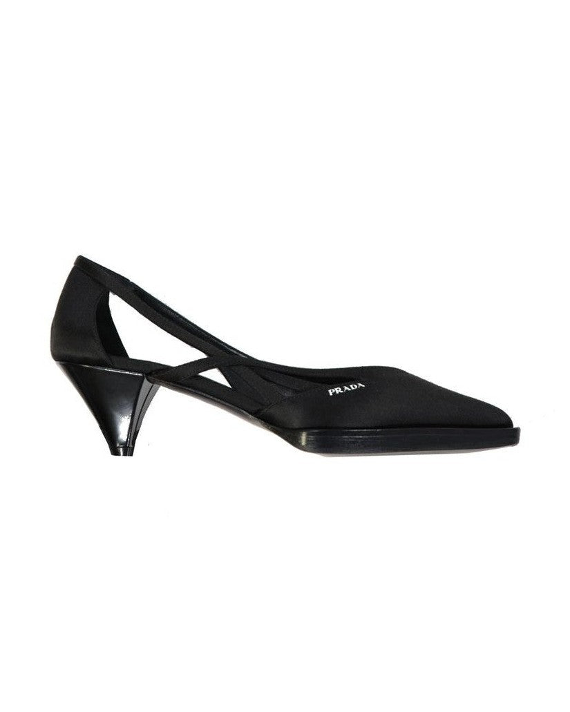 Prada Black Silk Mid Heel Pumps Glam Steals