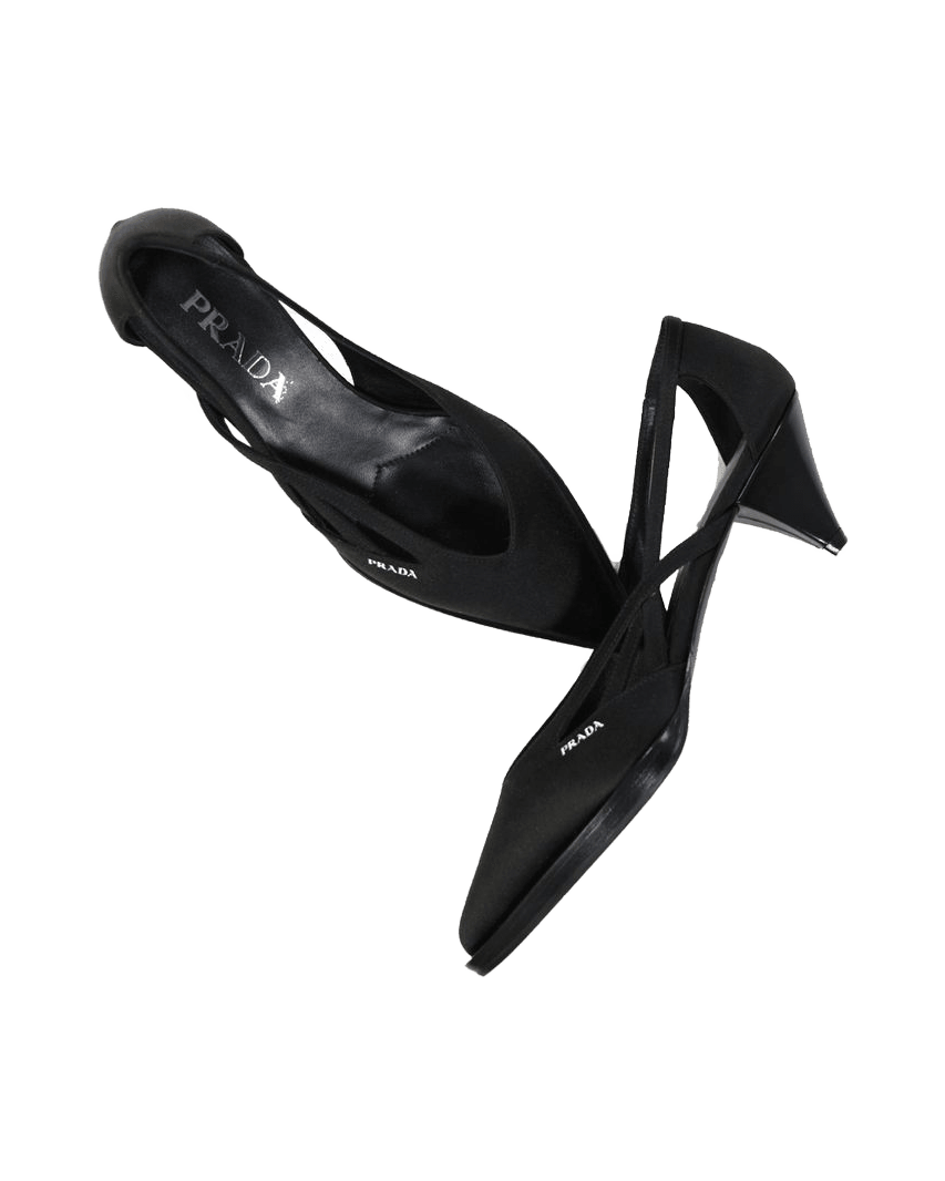 Prada Black Silk Mid-Heel Pumps Glam Steals