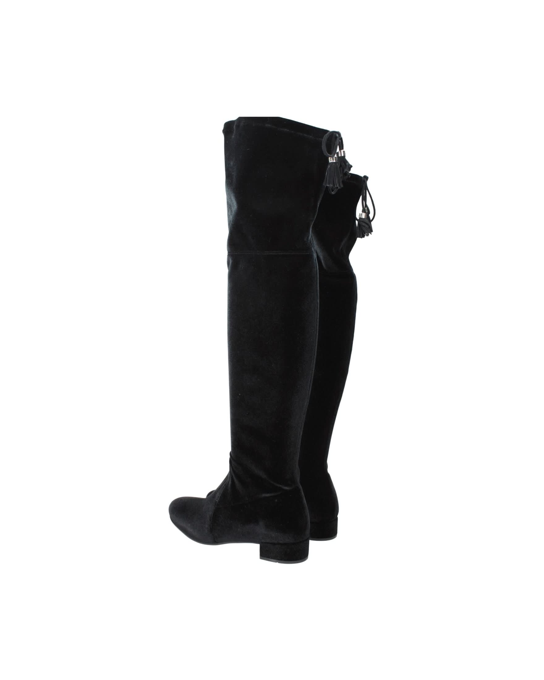 Prada Black Velvet Over The Knee Boots