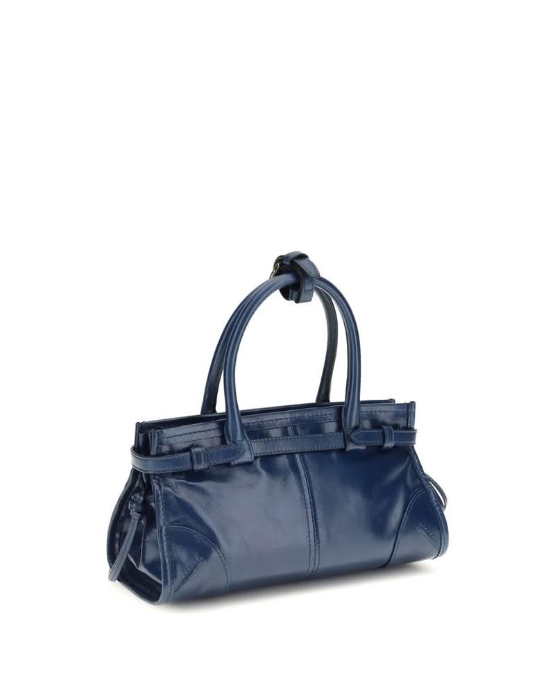 Prada Blue Calf Leather Bos Taurus Handbag Glam Steals