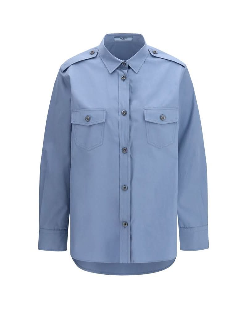 Prada Blue Cotton Dress Shirt Glam Steals