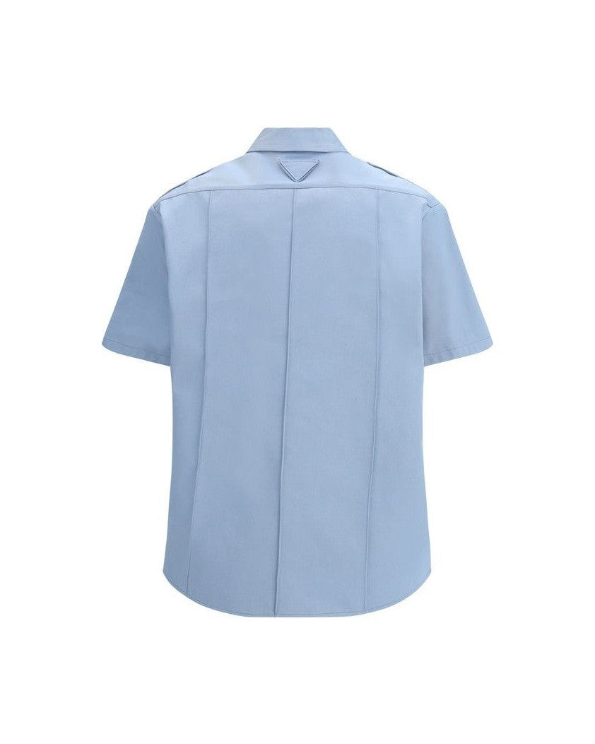 Prada Blue Cotton Shortsleeve Shirt Glam Steals