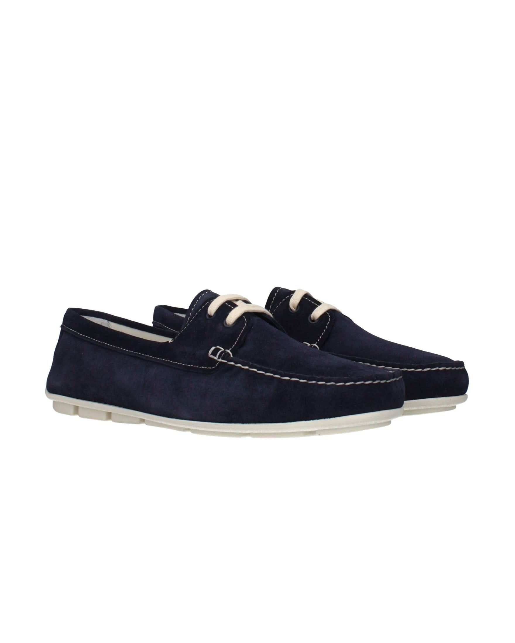 Prada Blue Leather Slip On Loafers Flats