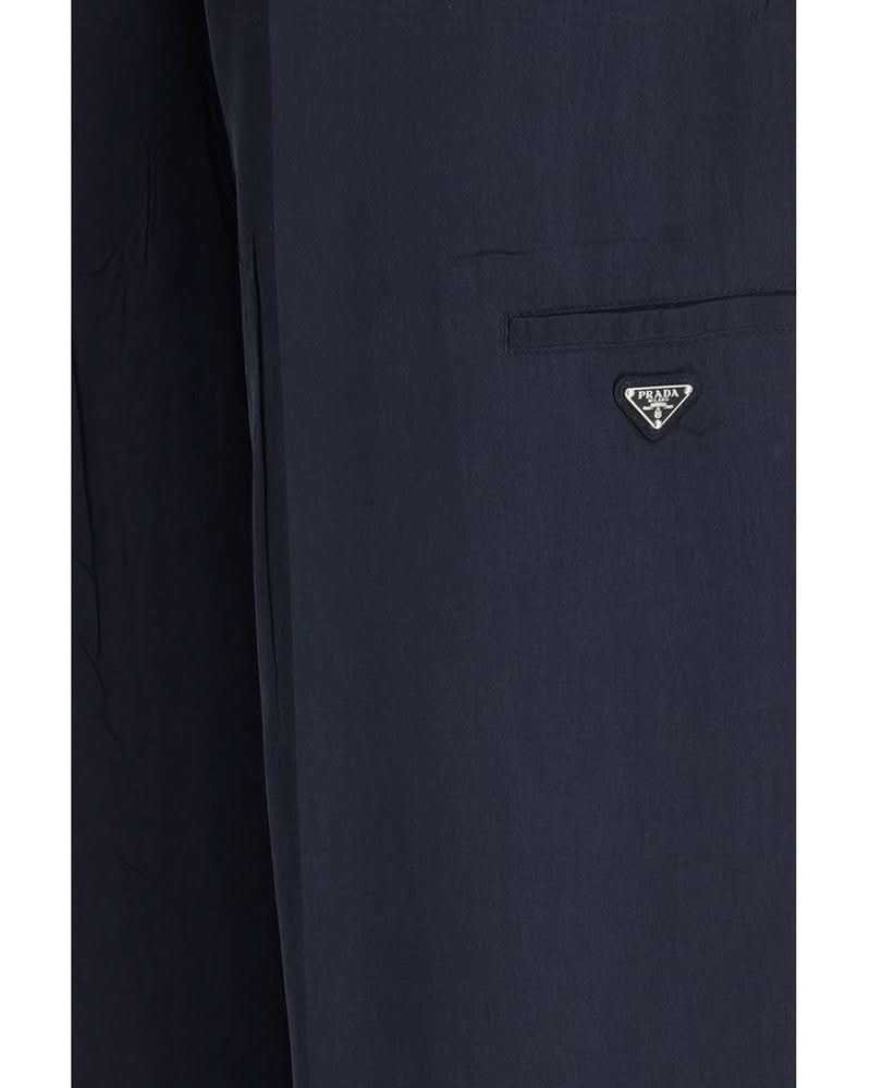 Prada Blue Silk Casual Pant
