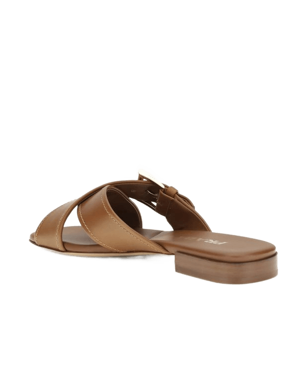 Prada Brown Calf Leather Bos Taurus Flat Sandals Flats