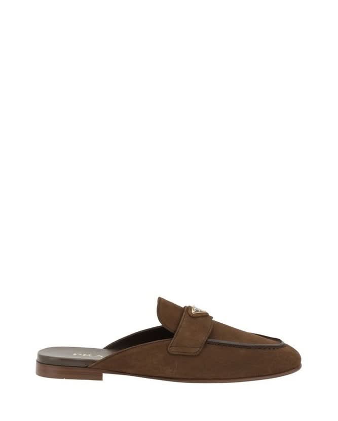 Prada Brown Calf Leather Bos Taurus Mules