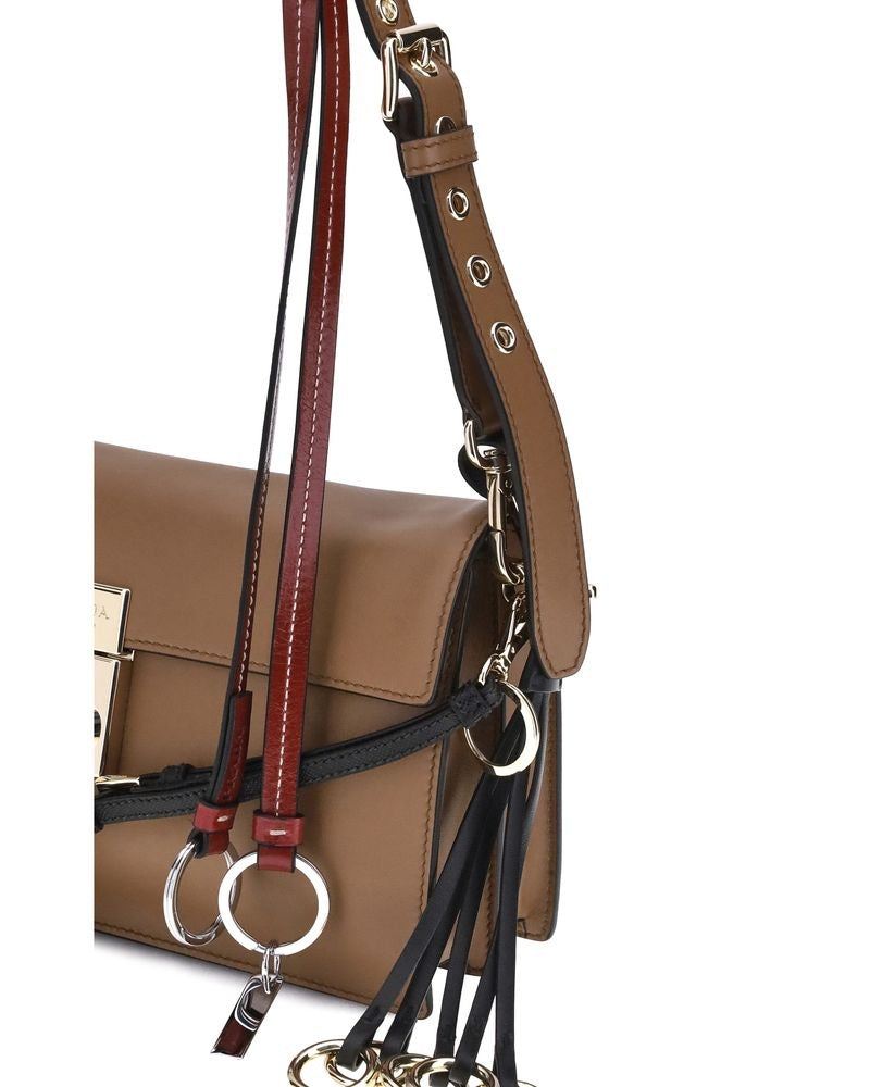 Prada Brown Calf Leather Bos Taurus Shoulder Bag Glam Steals