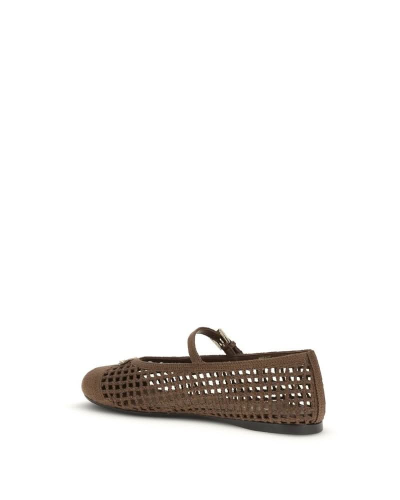 Prada Brown Cotton Ballet Flats