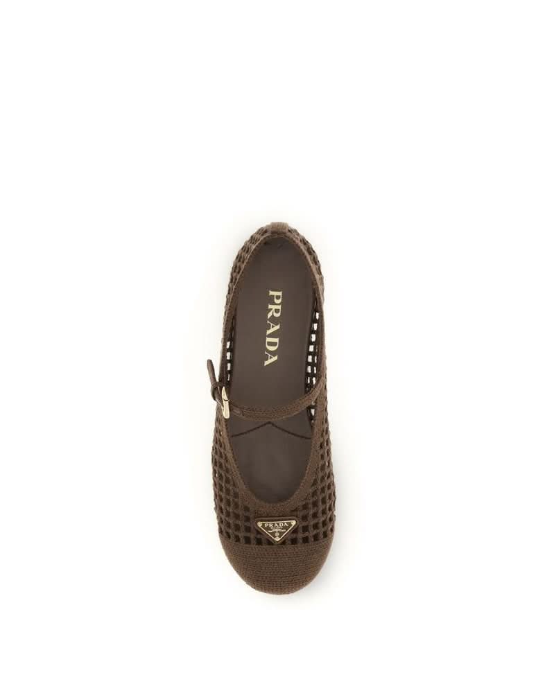 Prada Brown Cotton Ballet Flats