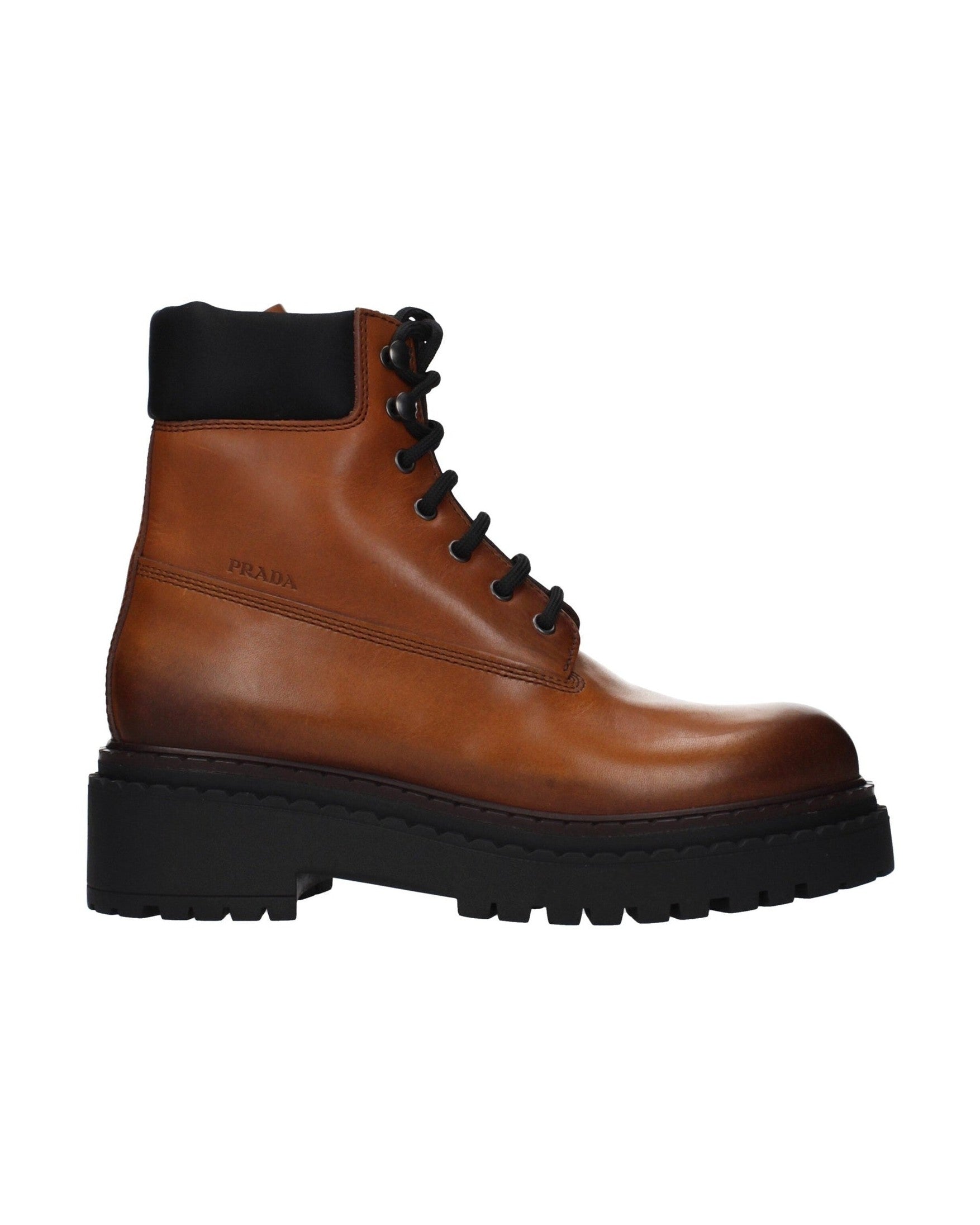 Prada Brown Leather Ankle Boots Boots