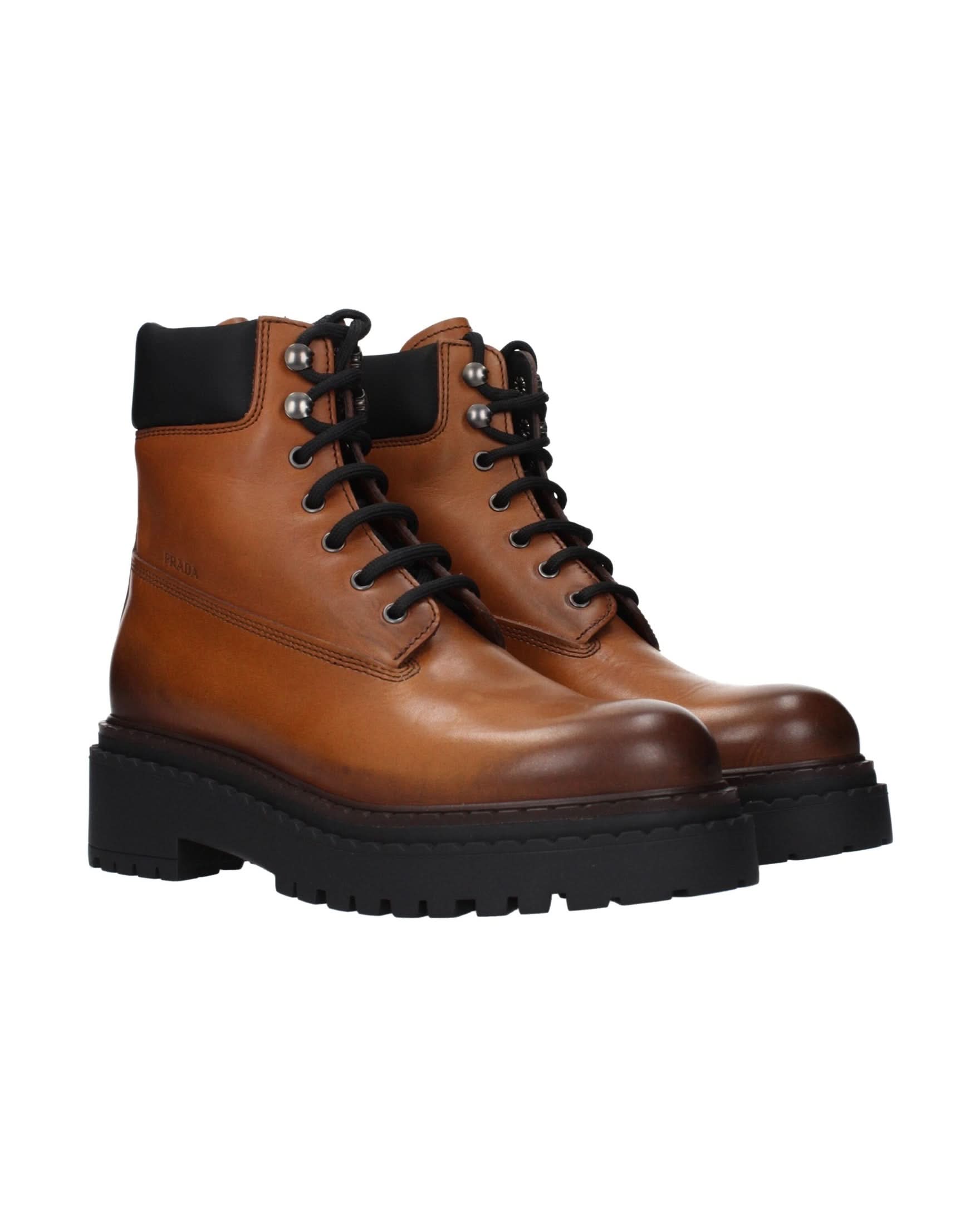 Prada Brown Leather Ankle Boots Boots