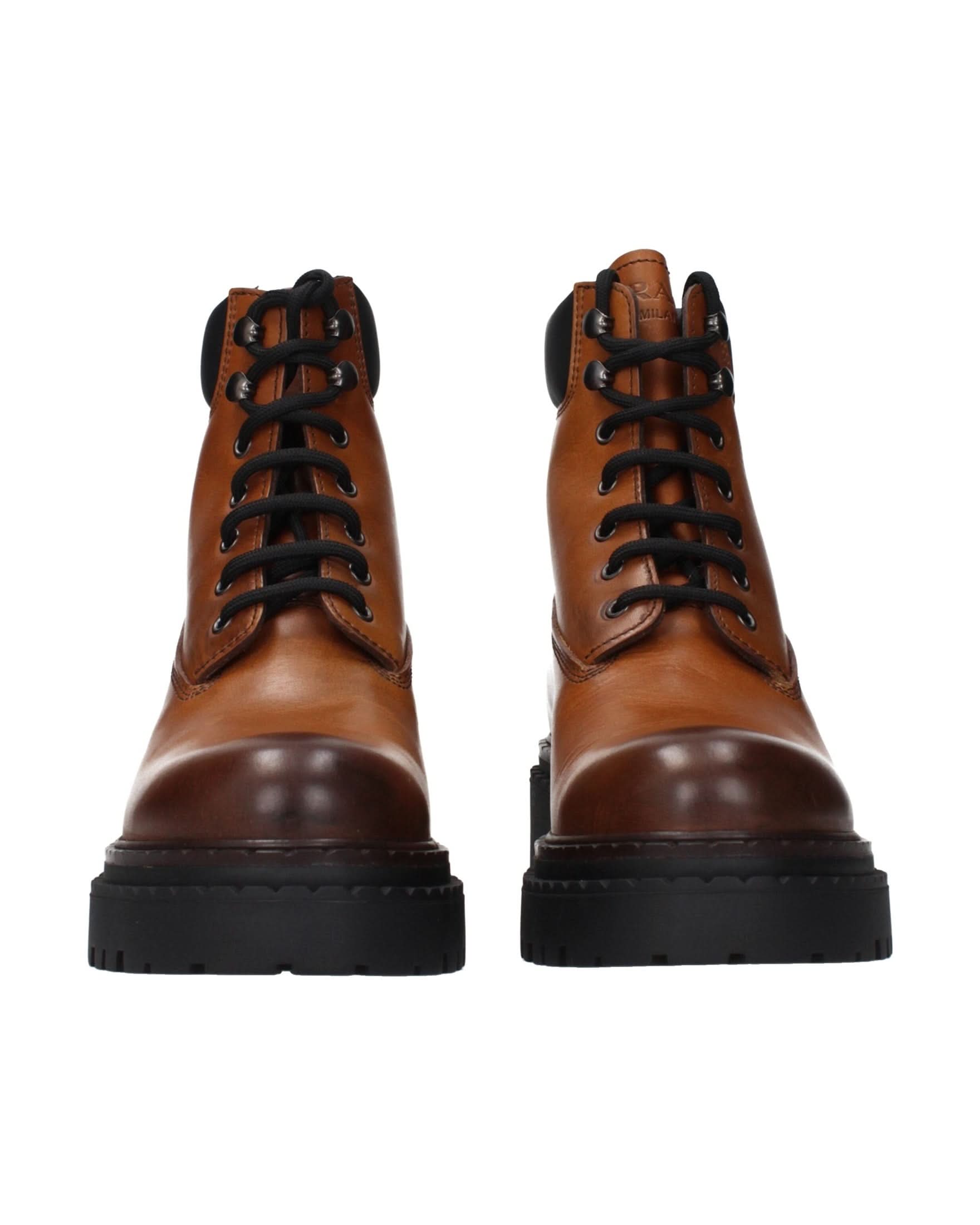 Prada Brown Leather Ankle Boots Boots