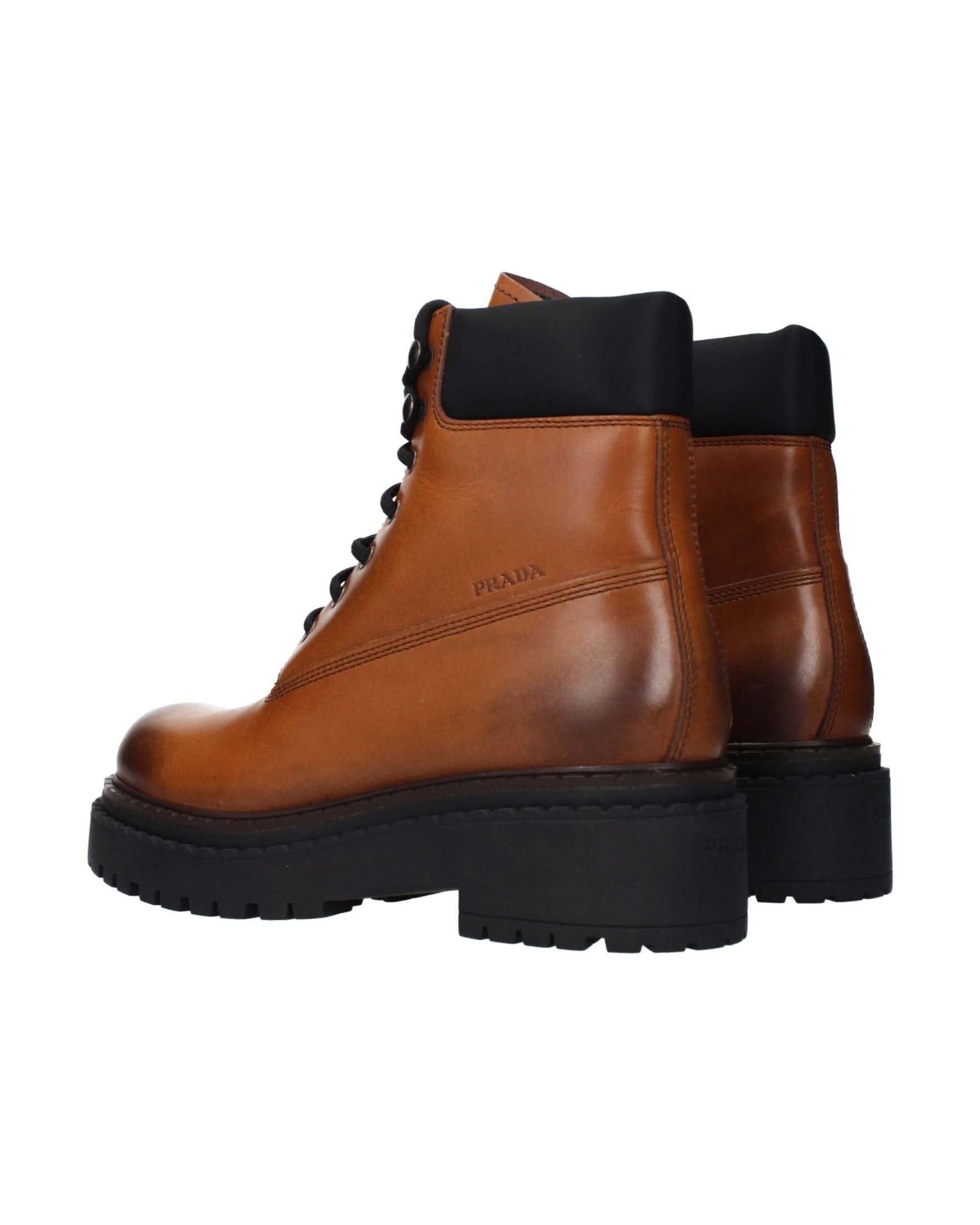 Prada Brown Leather Ankle Boots Boots