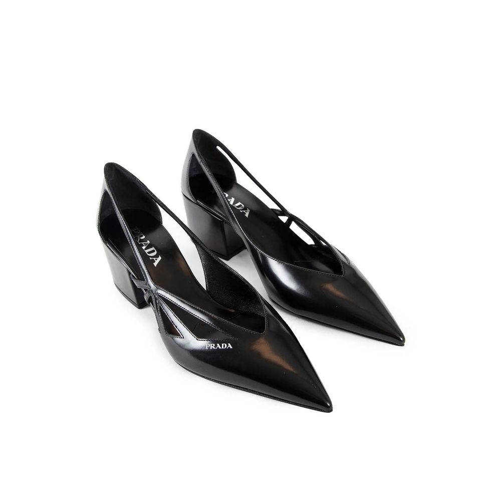 Prada Leather Brushed Cut Out Pumps Glam Steals