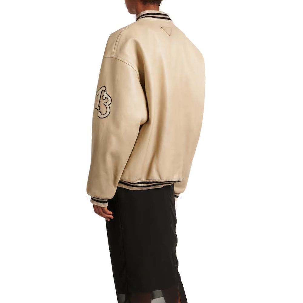Prada Leather Padded Varsity Jacket Glam Steals