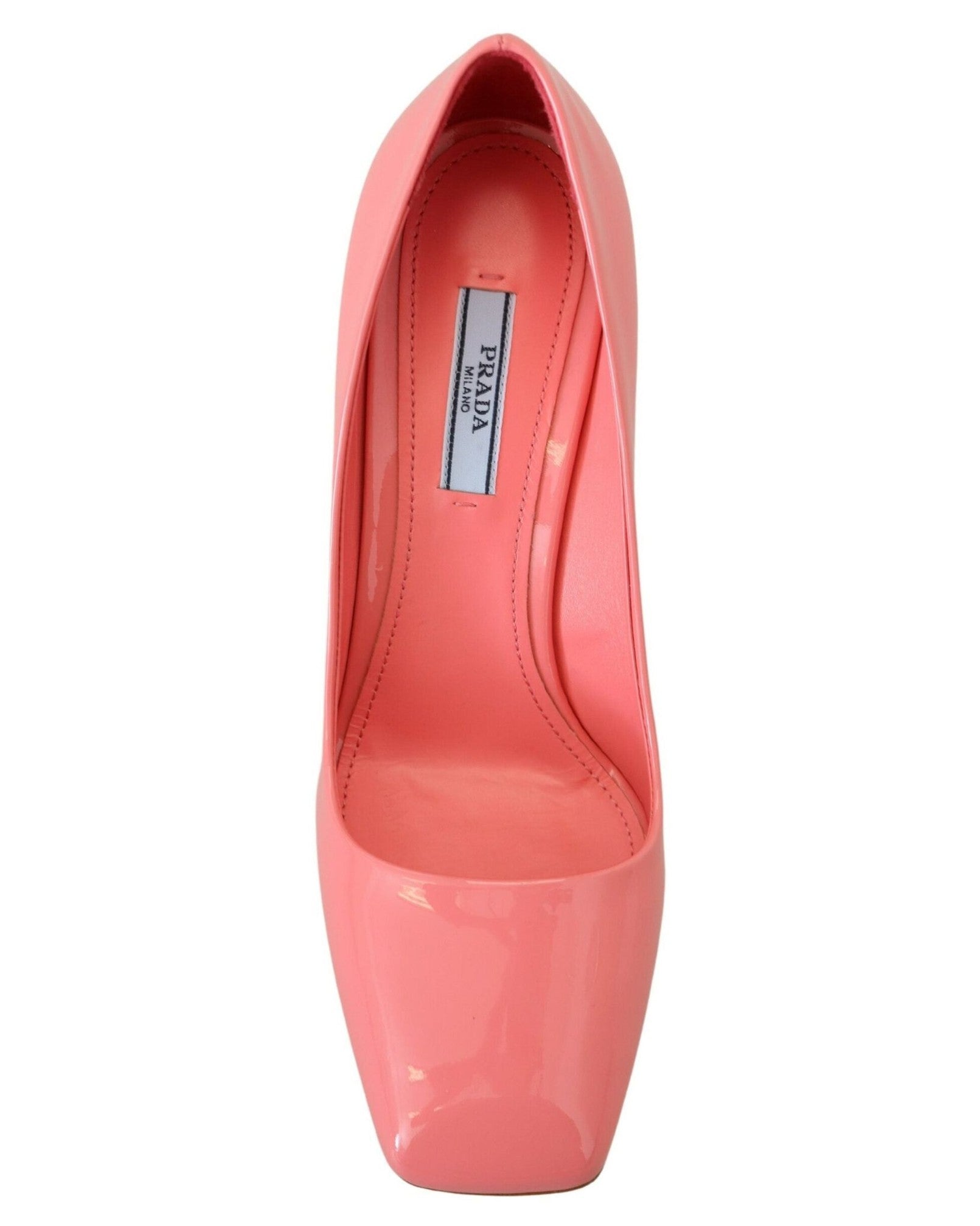 Prada Pink Leather Patent Block Heels Heels