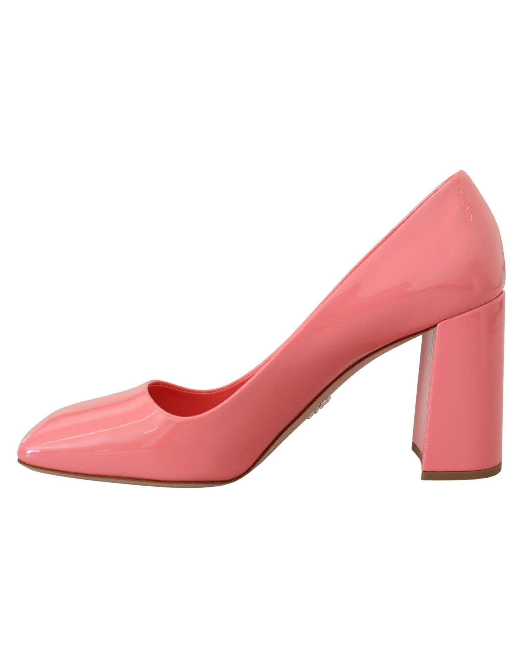 Prada Pink Leather Patent Block Heels Heels