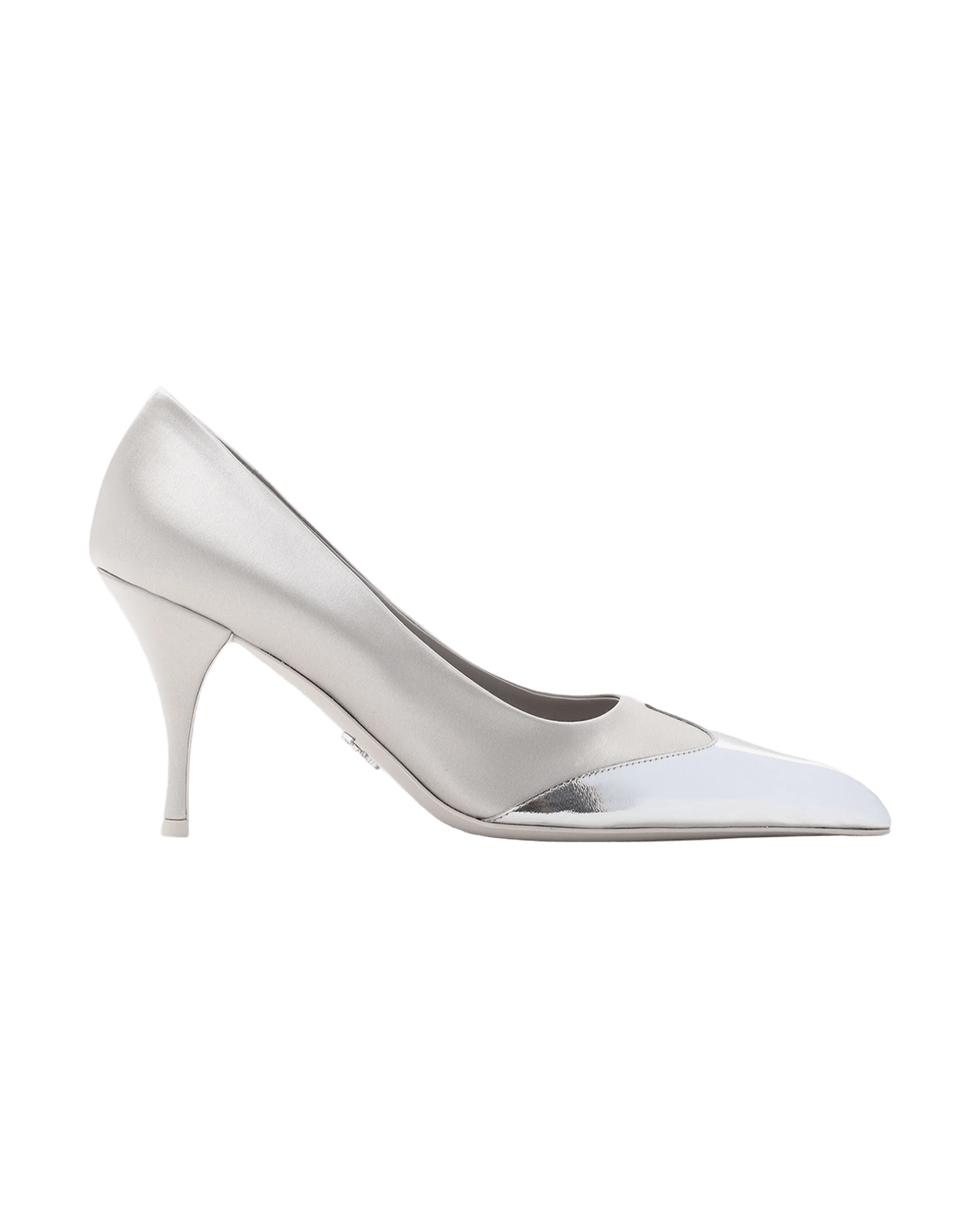 Prada Satin Silver And Metallic Leather Pumps Glam Steals