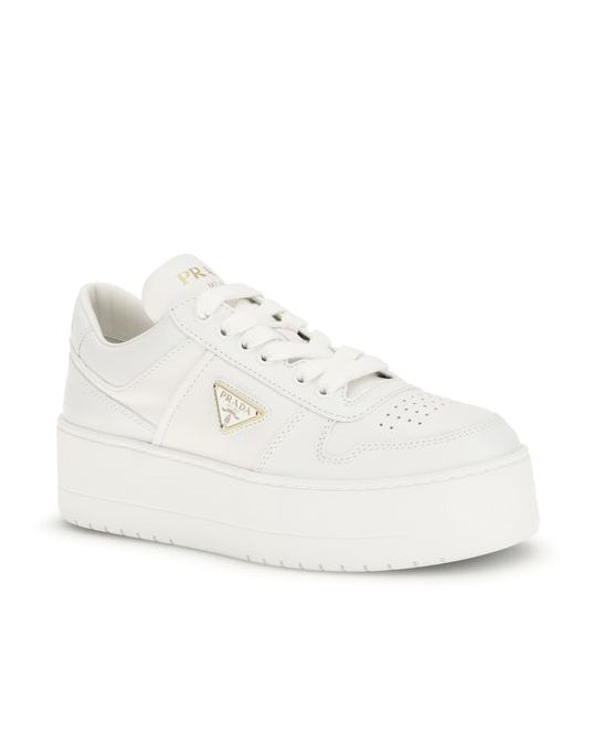 Prada White Calf Leather Bos Taurus Platform Sneakers Glam Steals