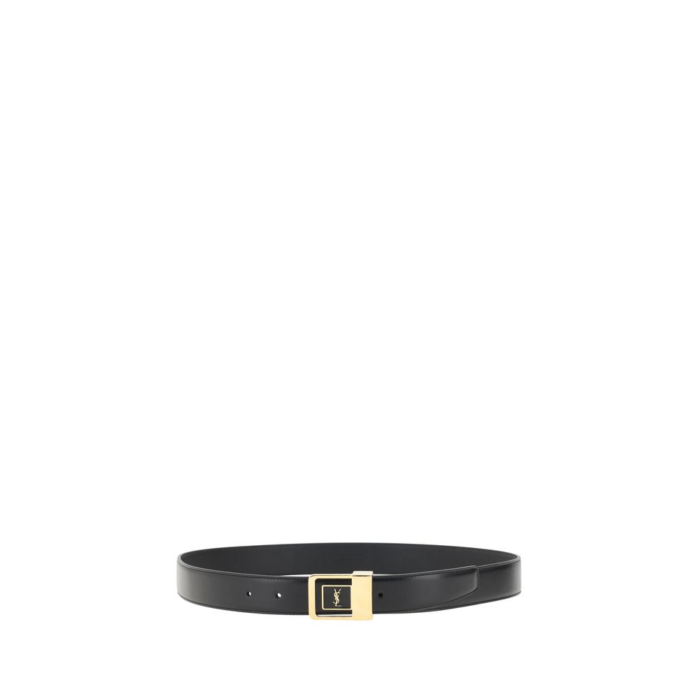 Saint Laurent Black Calf Leather Bos Taurus Regular Belt Glam Steals