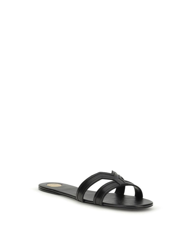 Saint Laurent Black Calf Leather Bos Taurus Sandals Glam Steals
