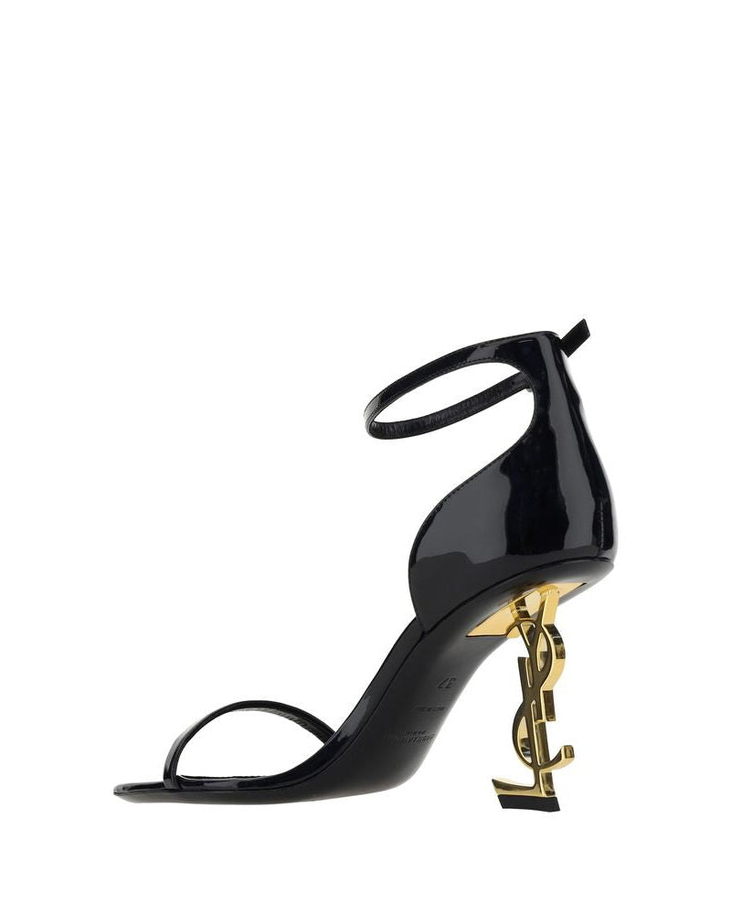 Saint Laurent Black Calf Leather Bos Taurus Stiletto Heel Sandals