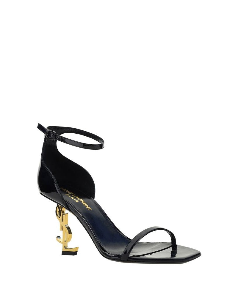 Saint Laurent Black Calf Leather Bos Taurus Stiletto Heel Sandals