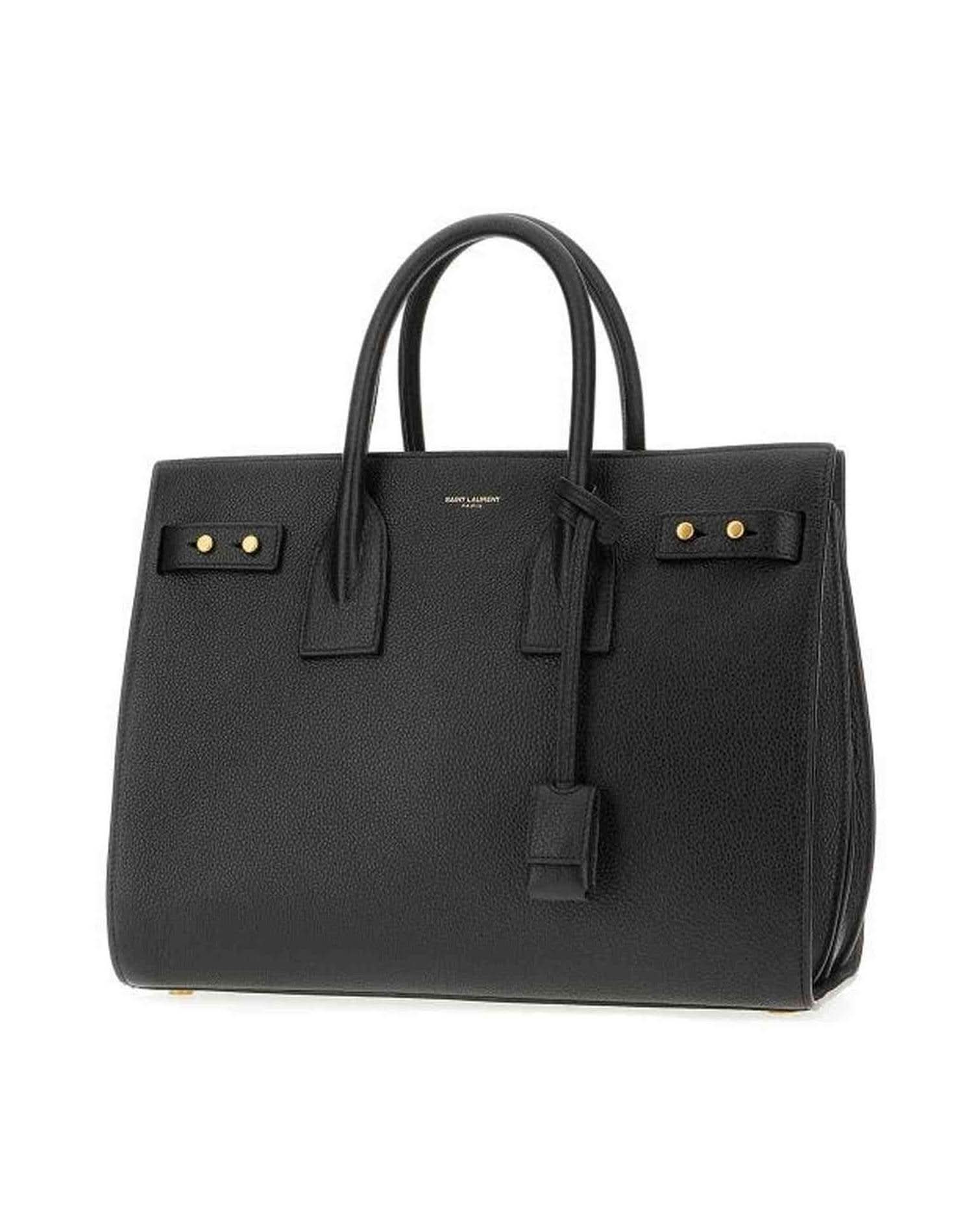 Saint Laurent Black Calf Leather Sac De Jour Handbag Handbags