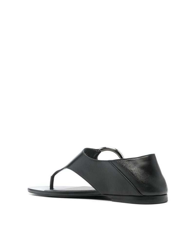 Saint Laurent Black Calfskin Flat Sandals Sandals