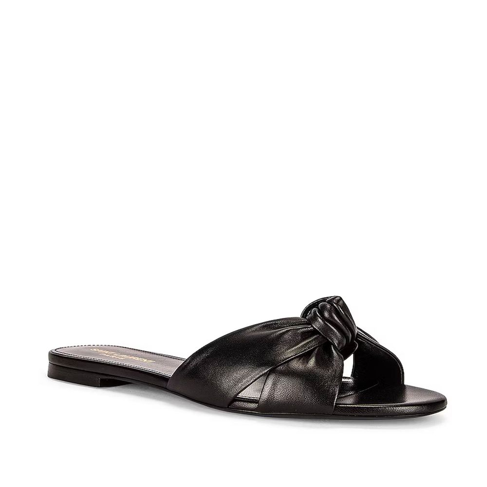 Saint Laurent Black Calfskin Slides Glam Steals