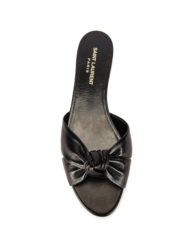 Saint Laurent Black Calfskin Slides Flats