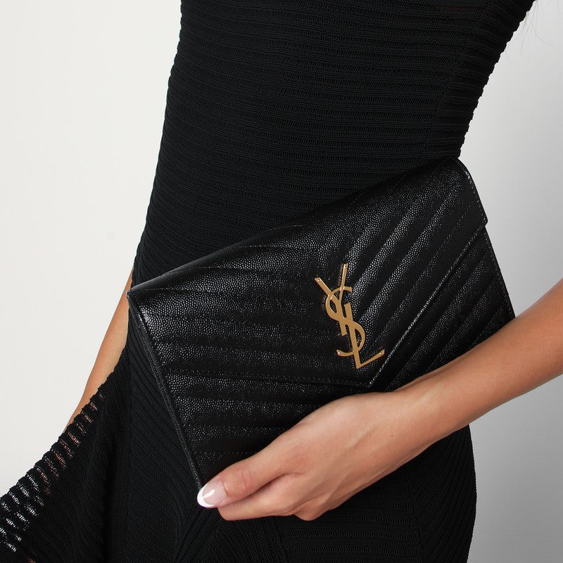 Saint Laurent Black Cassandre Chain Clutch Bag Glam Steals