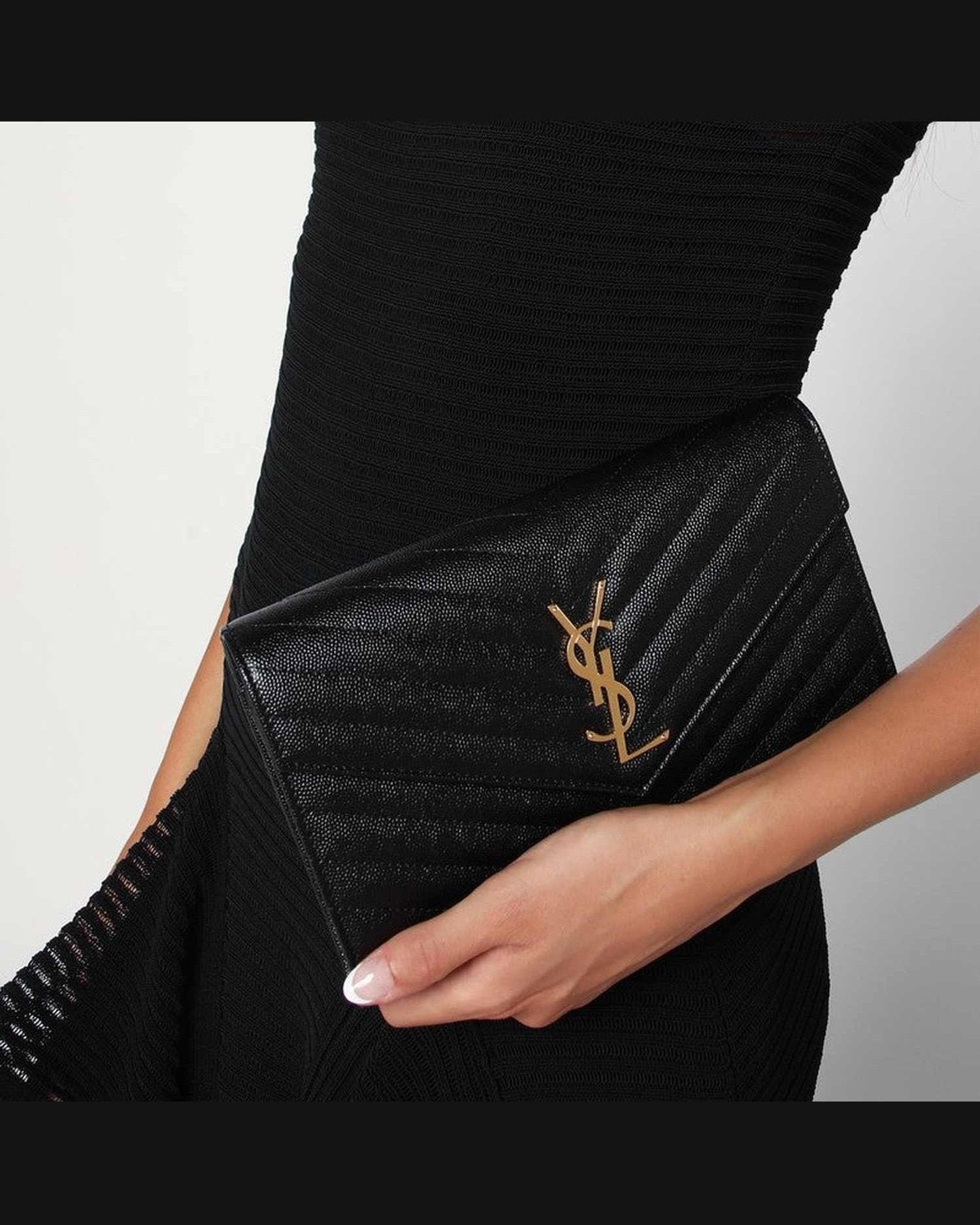 Saint Laurent Black Cassandre Chain Clutch Bag Glam Steals