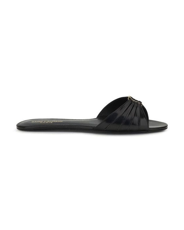Saint Laurent Black Flat Sandals Glam Steals