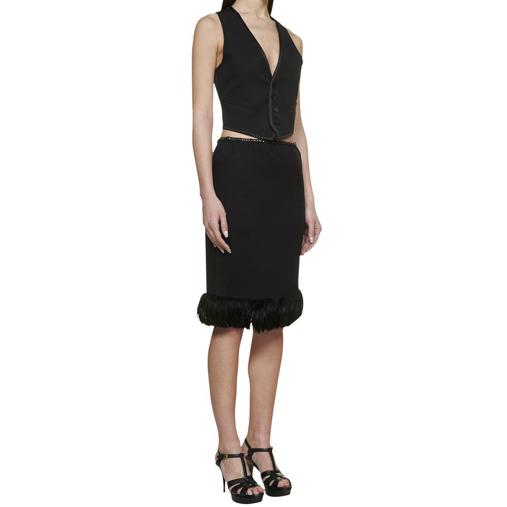 Saint Laurent Black Silk Midi Skirt Glam Steals