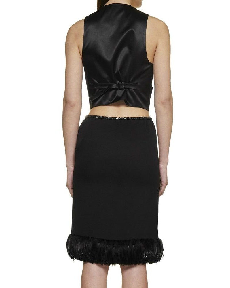 Saint Laurent Black Silk Midi Skirt