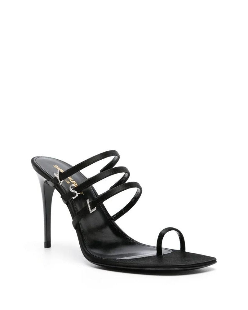 Saint Laurent Black Silk Stiletto Heel Heels