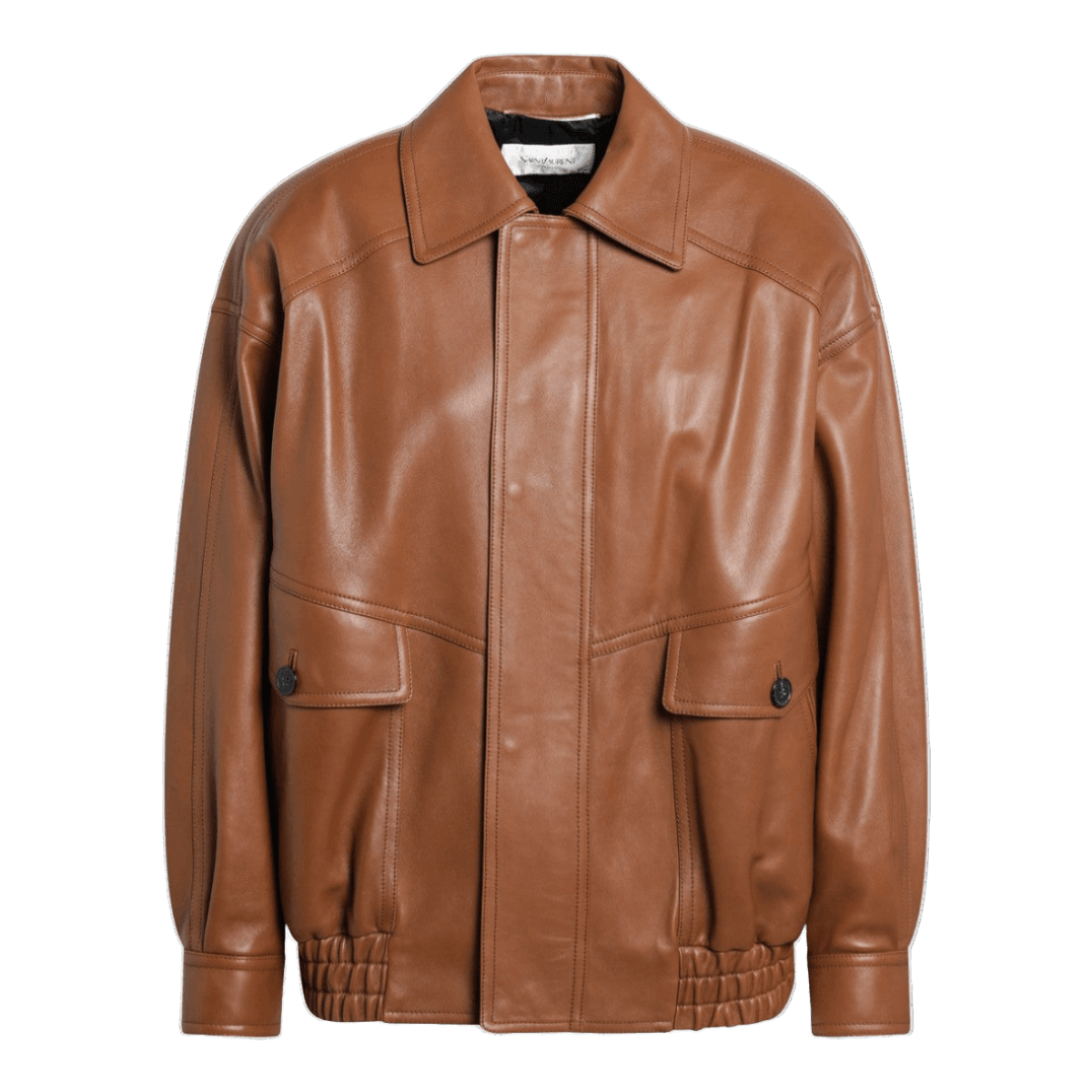 Saint Laurent Brown Balloon Bomber Jacket in Lambskin Glam Steals