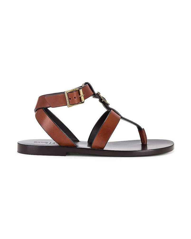 Saint Laurent Brown Calfskin Flip Flop Sandals Sandals