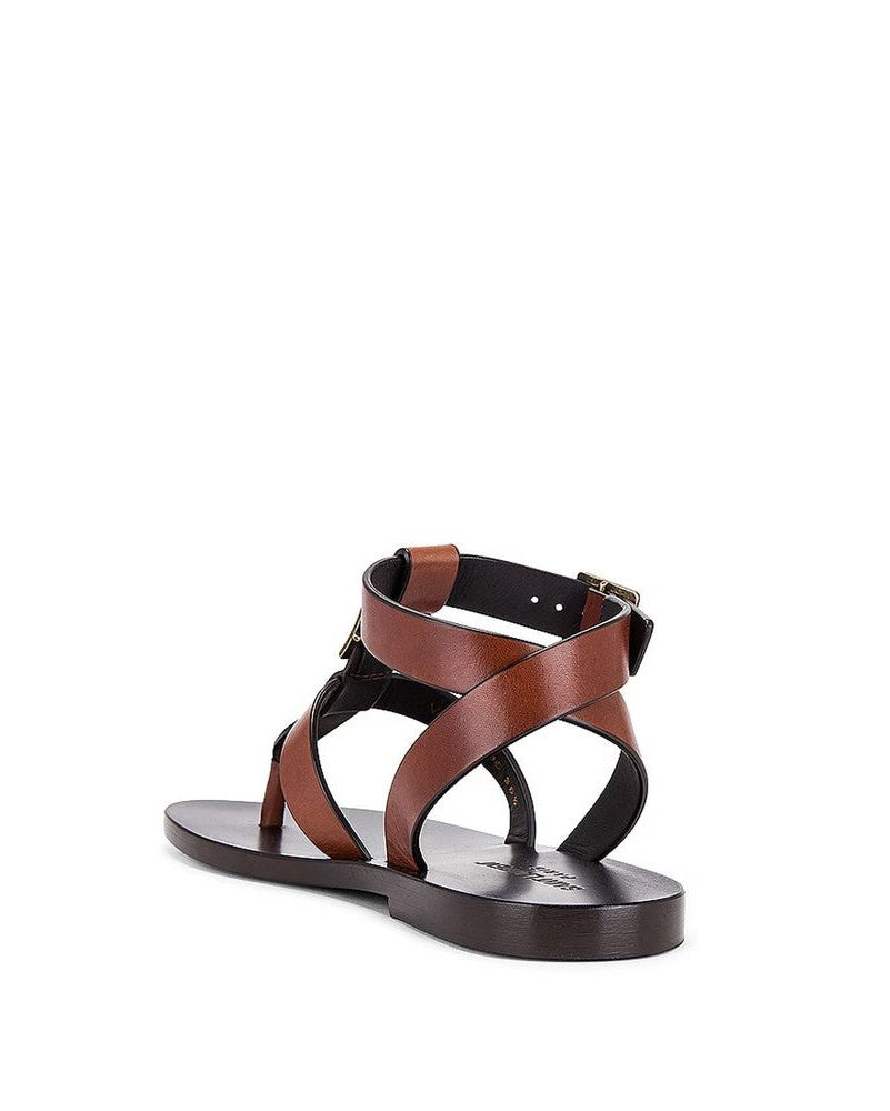 Saint Laurent Brown Calfskin Flip Flop Sandals Sandals