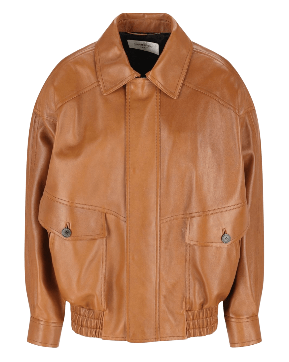 Saint Laurent Brown Leather Jacket Glam Steals
