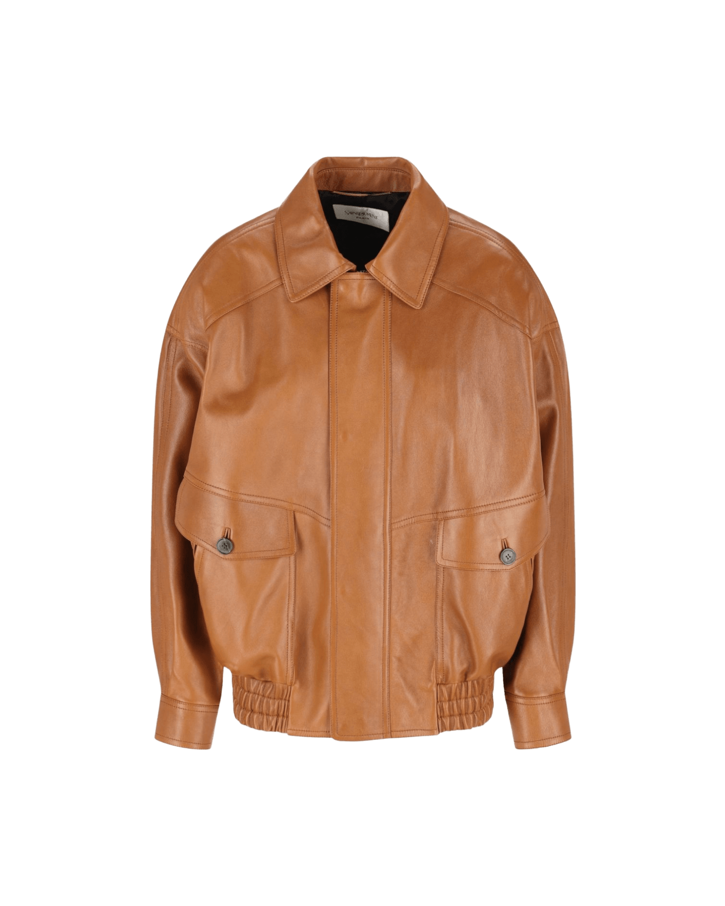 Saint Laurent Brown Leather Jacket Coats & Jackets
