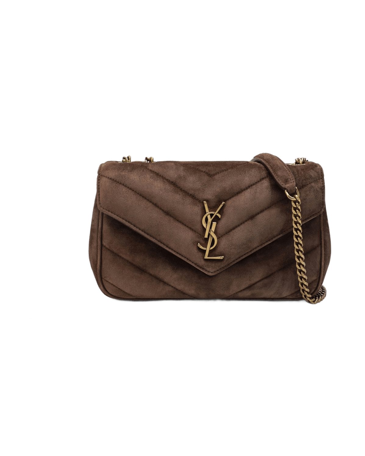 Saint Laurent Brown Suede Small Loulou Bag in Quilted Glam Steals