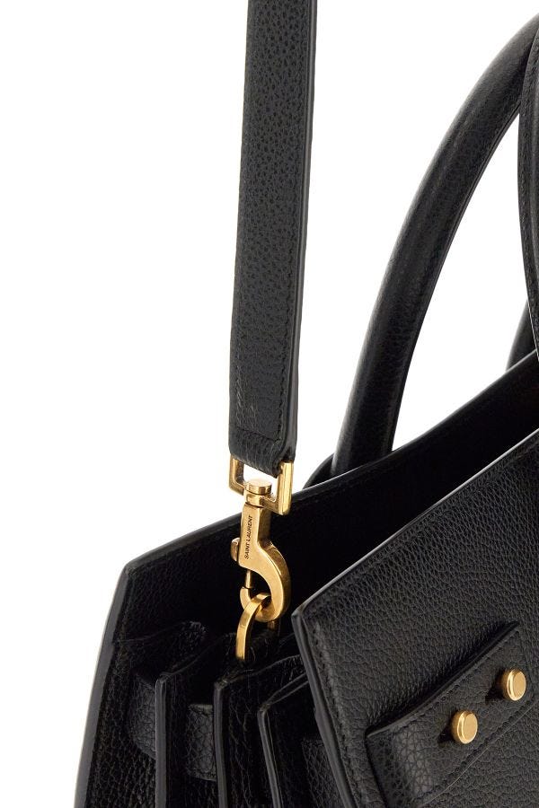 Saint Laurent Calf Leather Sac De Jour Black Handbag Glam Steals