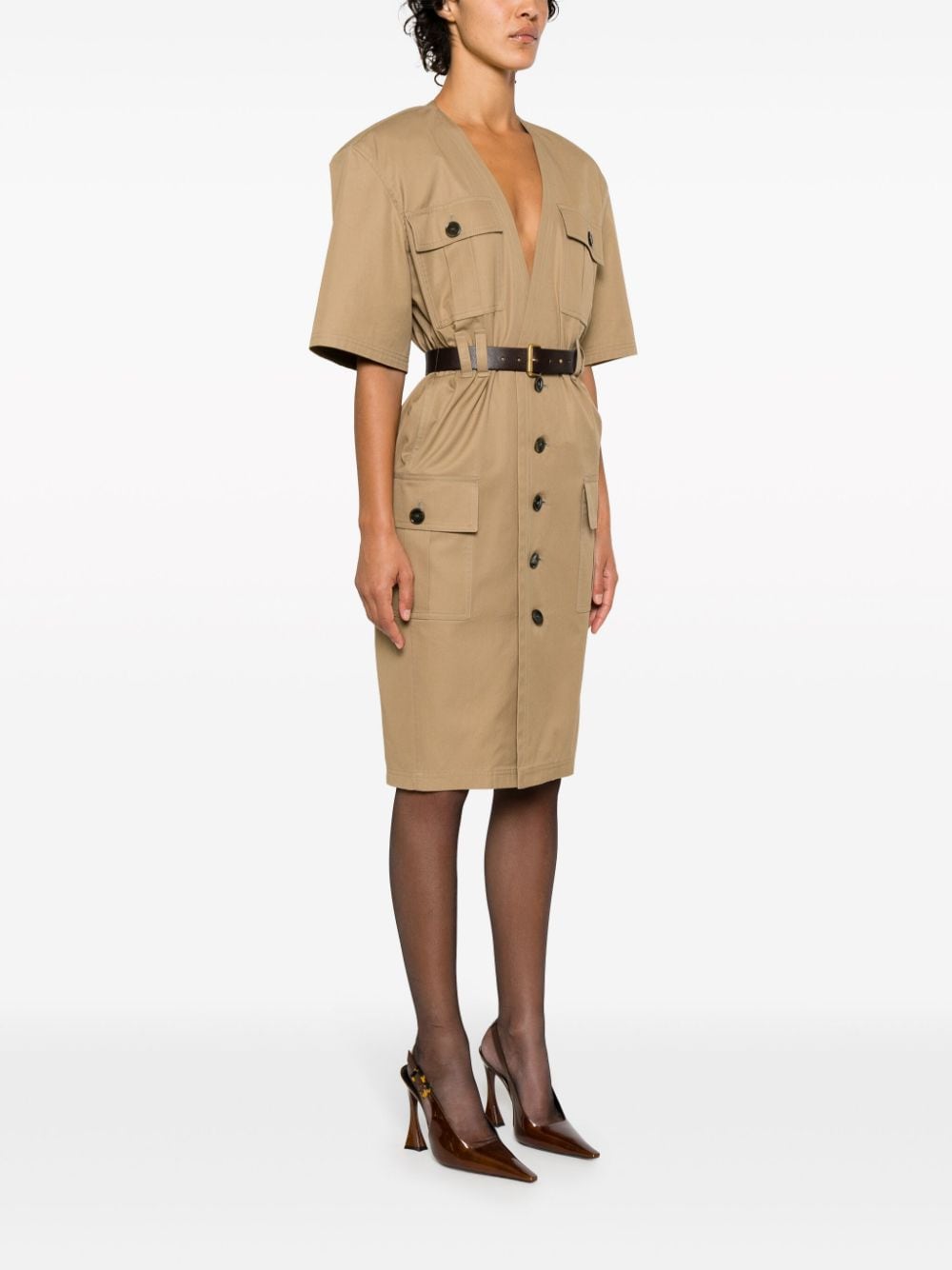 Saint Laurent Cotton Twill Midi Dress Glam Steals
