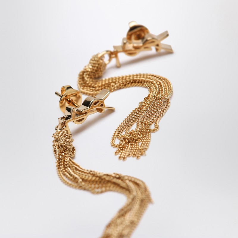 Saint Laurent Gold Cassandre Dangling Earrings Glam Steals